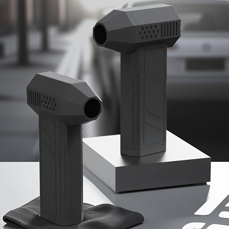 1pc Black Portable Turbojet Fan - High-Speed Air Blower, Ultra-Powerful, Rechargeable for Quick Dust Removal in Cars, Home & Electronics