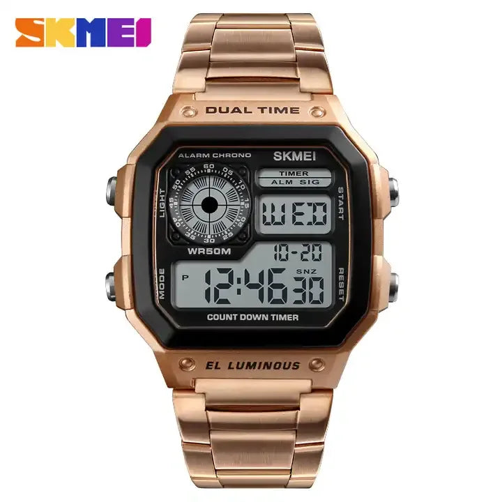 SKMEI 1335 Men's Classic Electronic Watches Business Luxury Fashion Relojes Sport Stainless Steel Strap Digital Watch for Men