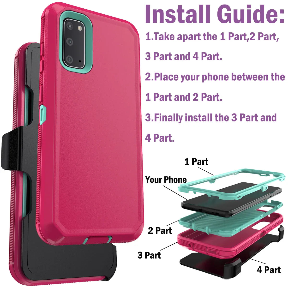 For Samsung Galaxy S20 S20 Plus S20 Ultra S20 FE 5G Shockproof Phone Case Slim Rugged Heavy Duty Protective Cover With Belt Clip