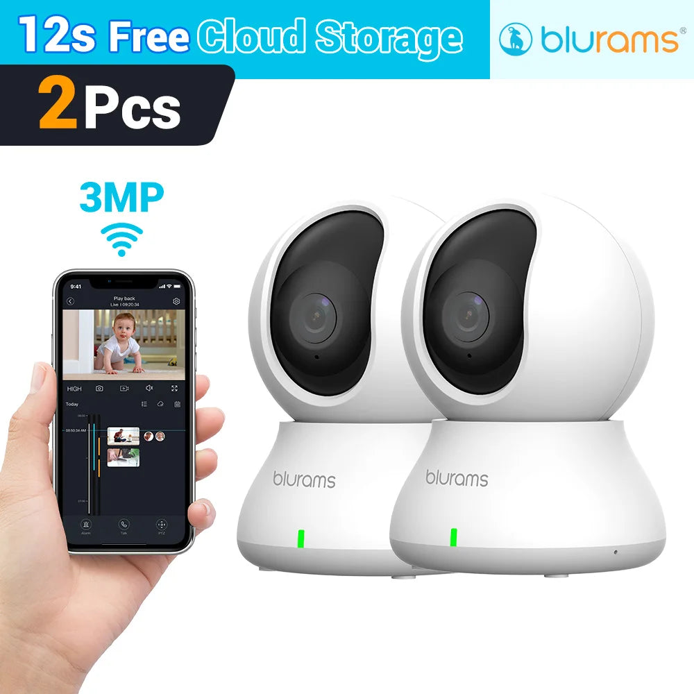 Blurams 2K HD Baby Monitor Camera – Motion Detection, 360° View, White