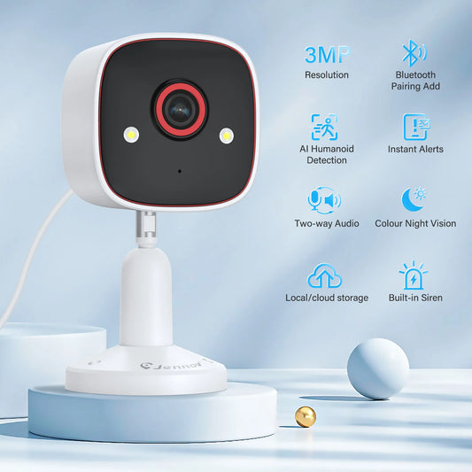 2K Indoor WiFi Security Camera - 3MP HD, 2-Way Audio, Cloud & SD Card Storage
