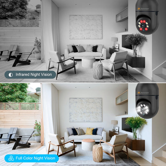 Jennov Light Bulb Security Camera - 360°/2K HD, Wireless Wi-Fi Camera