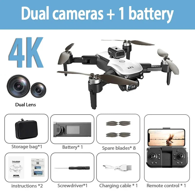 S2S Mini Drone – 8K HD Camera, 25Min Flight, Brushless, Foldable, Black