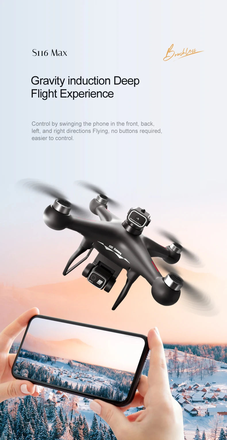 S116 MAX Drone – 5G WIFI FPV, 5G HD Dual ESC Camera, Brushless, Black