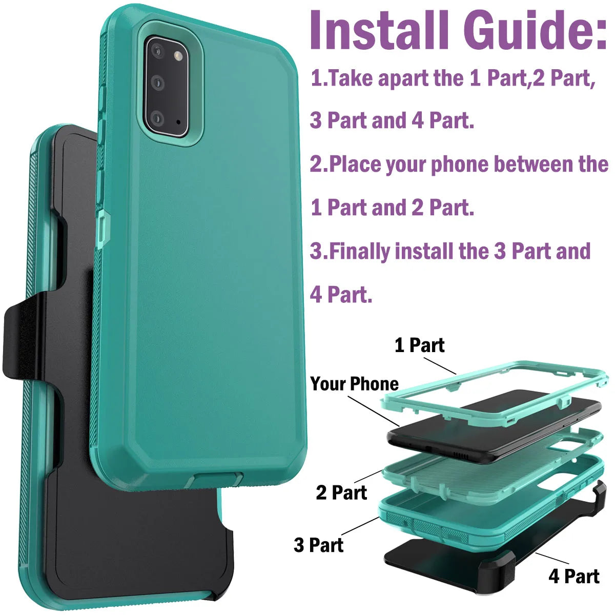 For Samsung Galaxy S20 S20 Plus S20 Ultra S20 FE 5G Shockproof Phone Case Slim Rugged Heavy Duty Protective Cover With Belt Clip