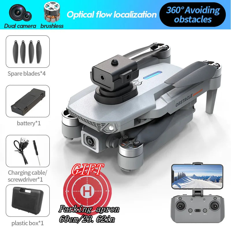 Mini Drone E88S 4k HD Dual Camera Foldable 360° Obstacle Avoidance WIFI FPV Brushless Quadcopter Helicopter Kids Toys Tarmac Pad