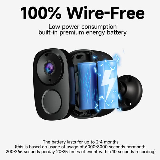HEIYOUCAM 2K Wireless Outdoor Camera – Battery, Night Vision, Alexa, Black