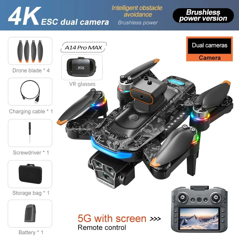 Xiaomi Drone A14Pro Max 8K HD Three Camera Brushless Optical Flow Obstacle Avoidance Foldable Quadcopter UAV Toys RC 20000M