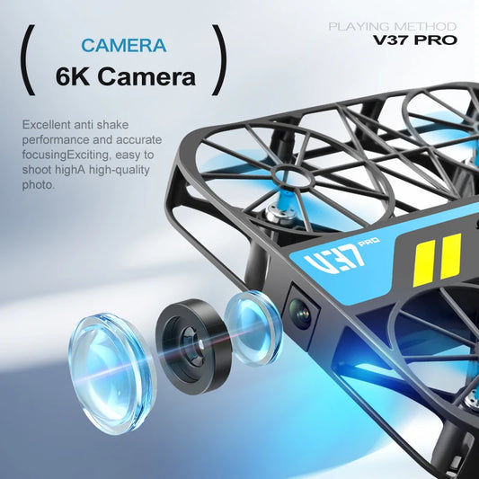 V37 Rc Mini Drone With 8k HD Camera Grid Protection Pocket Size Aerial Photography Aircraft Model Remote Control Kid Toy Or Gift