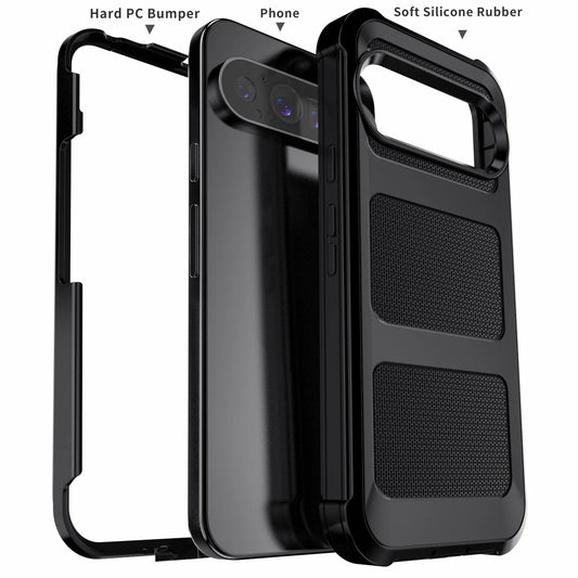 For Google Pixel 9 Pixel 9 Pro Pixel 9 Pro XL Phone Case Shockproof Rugged Heavy Duty Protective Dual Layers Cover Black