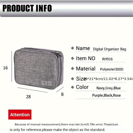 Electronics Organizer Travel Case, Water Resistant Cable Organizer Bag for Travel Essentials, Tech Gifts for Men, Storage Bag as Accessories for Phone, Cord, iPad