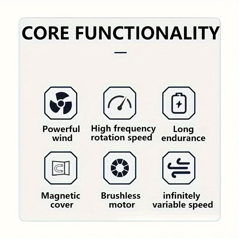 1pc Black Portable Turbojet Fan - High-Speed Air Blower, Ultra-Powerful, Rechargeable for Quick Dust Removal in Cars, Home & Electronics