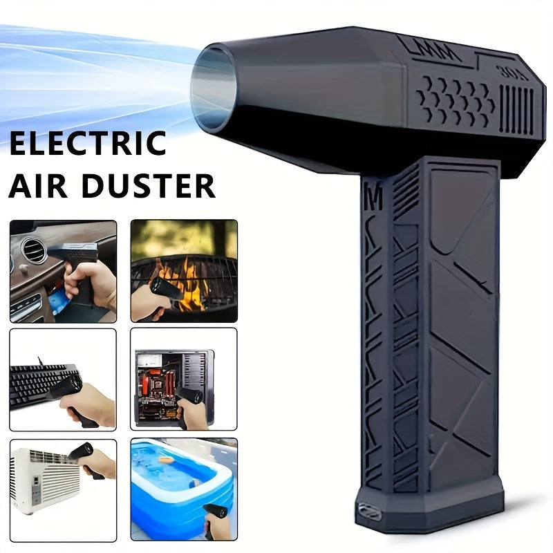 1pc Black Portable Turbojet Fan - High-Speed Air Blower, Ultra-Powerful, Rechargeable for Quick Dust Removal in Cars, Home & Electronics