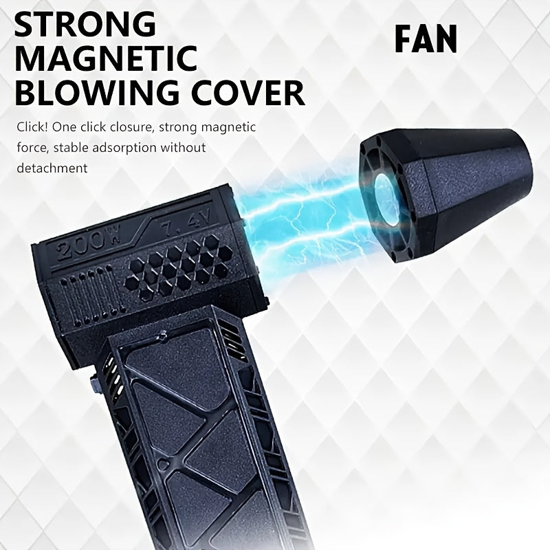 1pc Black Portable Turbojet Fan - High-Speed Air Blower, Ultra-Powerful, Rechargeable for Quick Dust Removal in Cars, Home & Electronics