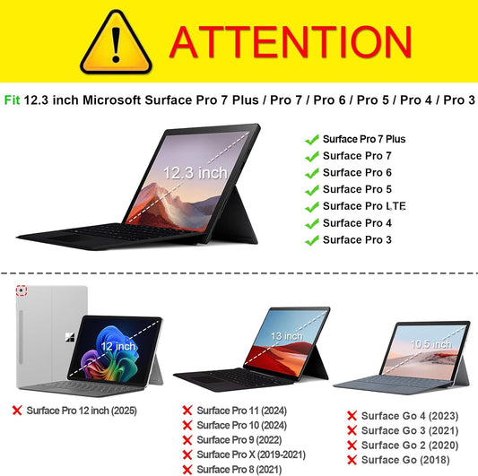 Case for 12.3 Inch Microsoft Surface Pro 7 Plus, Surface Pro 7/6/5/4/3 - Portfolio Business Cover with Pocket, Compatible with Type Cover Keyboard, Purple