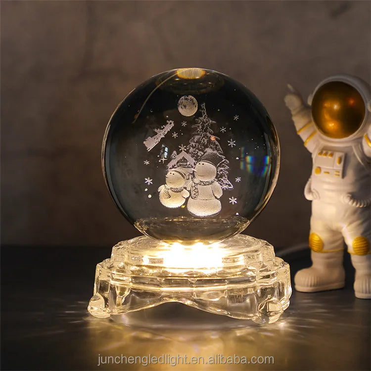 Wholesale Price Led 3D Art Luminous Crystal Glass Ball Mood Night Light Home Bedroom Decoration With Glass Base