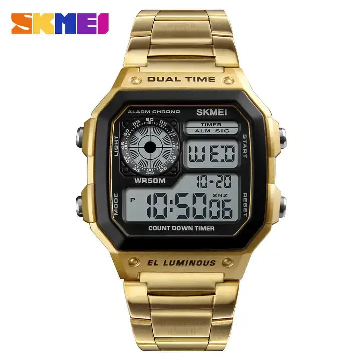 SKMEI 1335 Men's Classic Electronic Watches Business Luxury Fashion Relojes Sport Stainless Steel Strap Digital Watch for Men