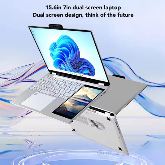 Cheap Factory Price Intel N100 15.6+7 Inch Dual Screen 16GB RAM 1T SSD Gaming Computer for Business Laptops