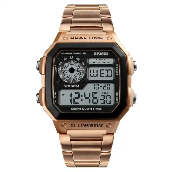SKMEI 1335 Men's Classic Electronic Watches Business Luxury Fashion Relojes Sport Stainless Steel Strap Digital Watch for Men