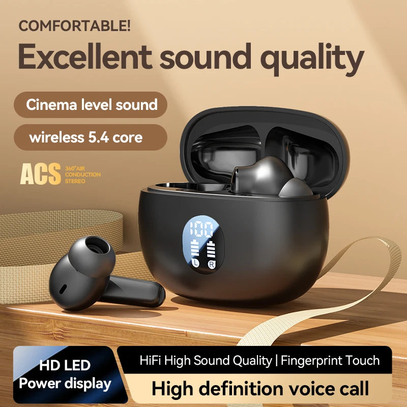 ED Display M69 Wireless Earbuds Bt 5.3 Headphones Bass Stereo EarBuds With Noise Cancelling IP7 Waterproof Earphones