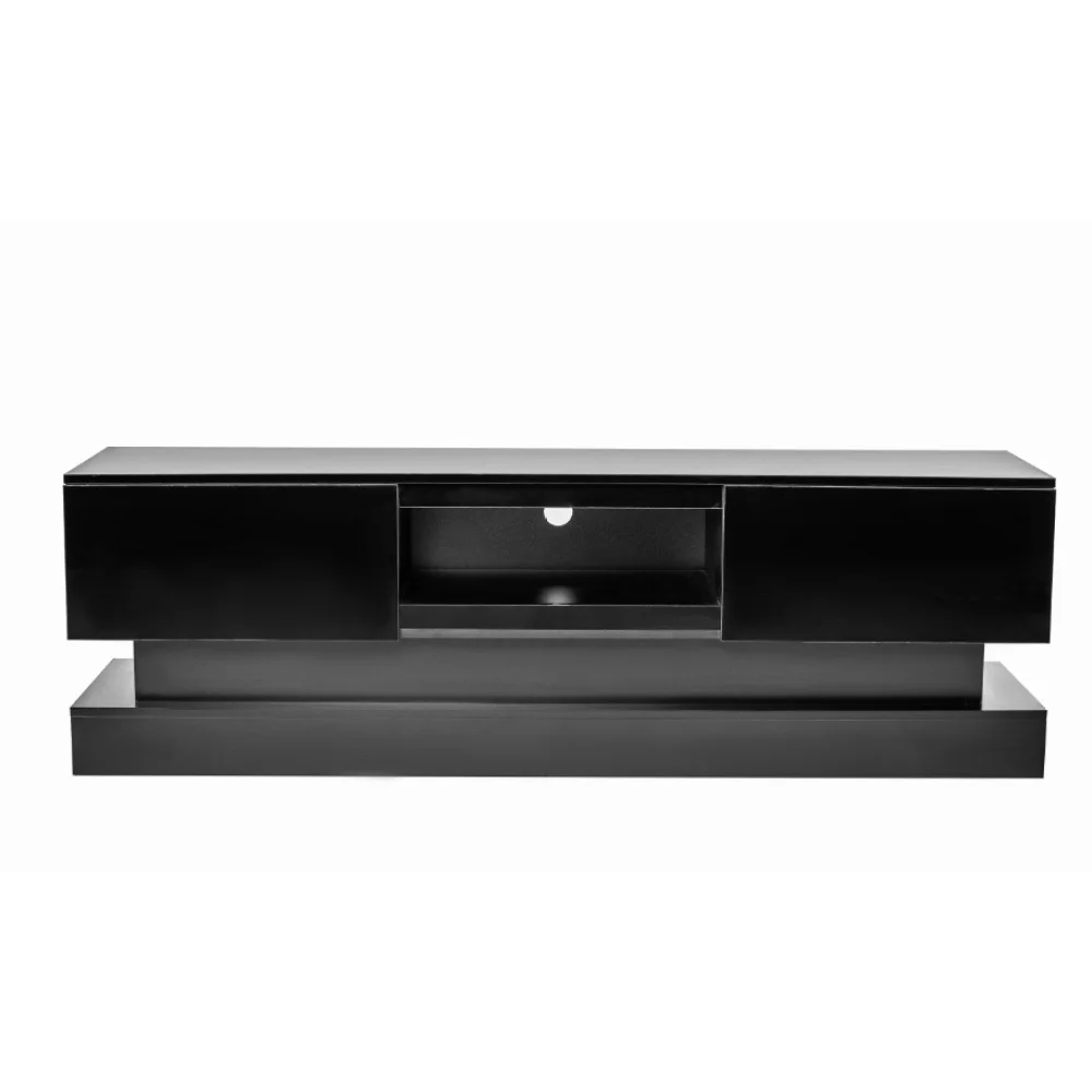 51.18inch  Black Morden TV Stand with LED Lights,high Glossy Front TV Cabinet