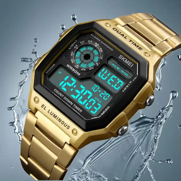 SKMEI 1335 Men's Classic Electronic Watches Business Luxury Fashion Relojes Sport Stainless Steel Strap Digital Watch for Men