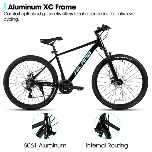 JOYKIE HILAND 26-Inch 21-Speed 2025 New Model Suspension Fork Aluminum Alloy Frame  MTB in Stock Mountain Bike
