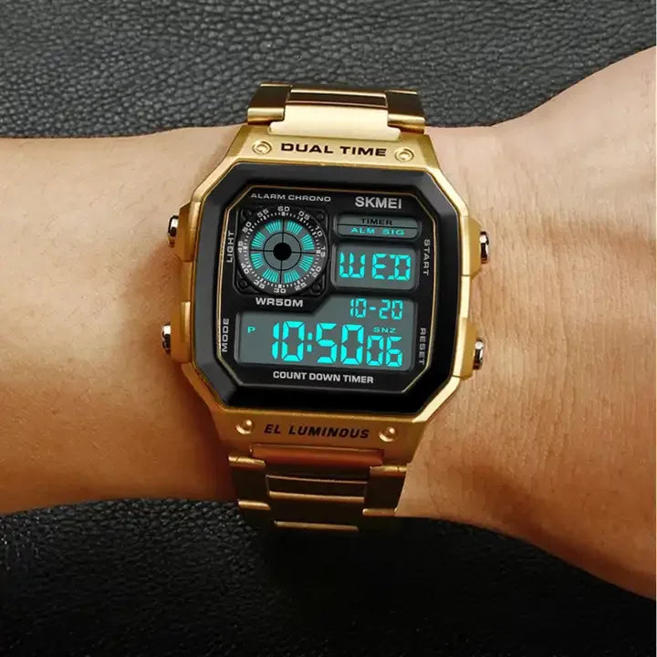 SKMEI 1335 Men's Classic Electronic Watches Business Luxury Fashion Relojes Sport Stainless Steel Strap Digital Watch for Men