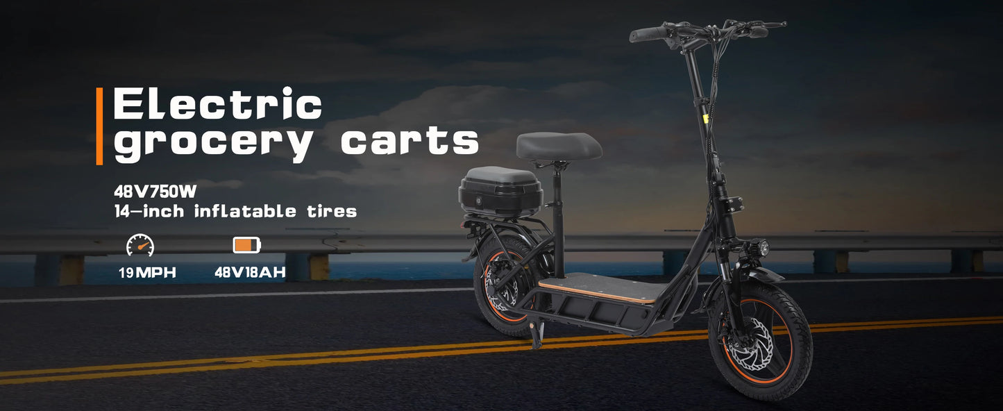 H14 US Stock 48V 18AH 750W Heavy Duty 14" Folding Escooter New Fast Powerful Adult Electric Scooter for Sale