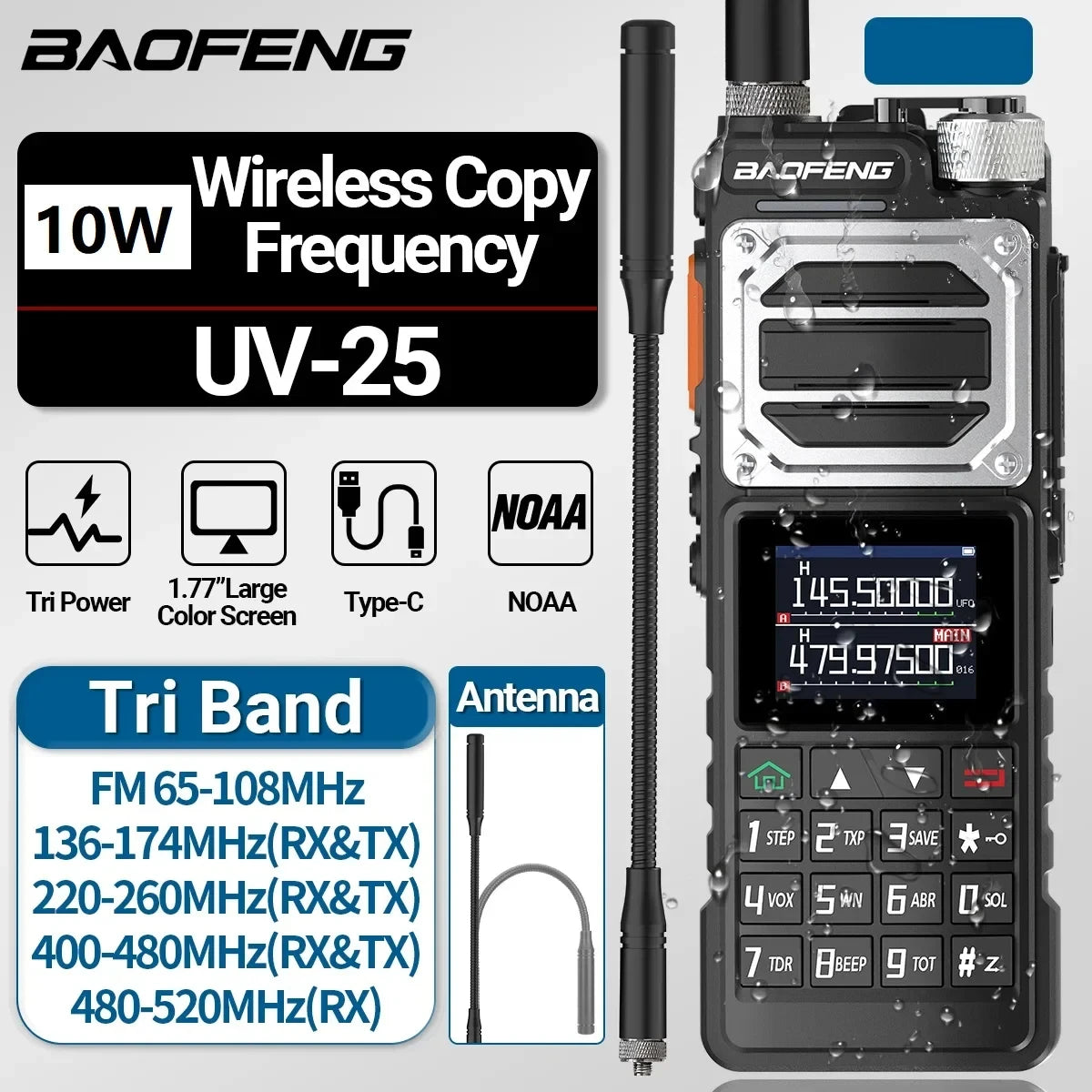 2023 New Factory Price Baofeng UV-25L  Air Band Two Way Radio 5W Long Range Ham Handheld Walkie Talkies Hotel Transceiver