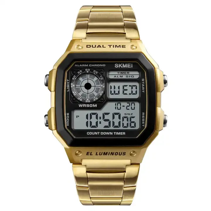 SKMEI 1335 Men's Classic Electronic Watches Business Luxury Fashion Relojes Sport Stainless Steel Strap Digital Watch for Men