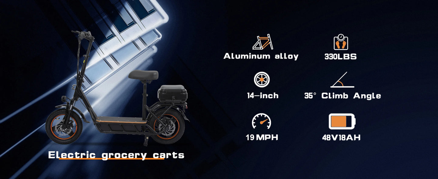 H14 US Stock 48V 18AH 750W Heavy Duty 14" Folding Escooter New Fast Powerful Adult Electric Scooter for Sale