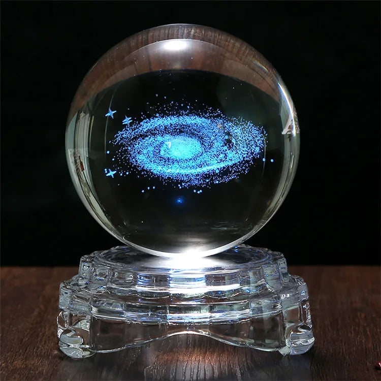 Wholesale Price Led 3D Art Luminous Crystal Glass Ball Mood Night Light Home Bedroom Decoration With Glass Base