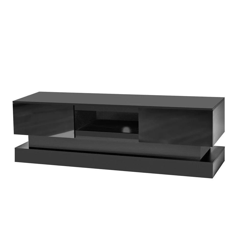 51.18inch  Black Morden TV Stand with LED Lights,high Glossy Front TV Cabinet