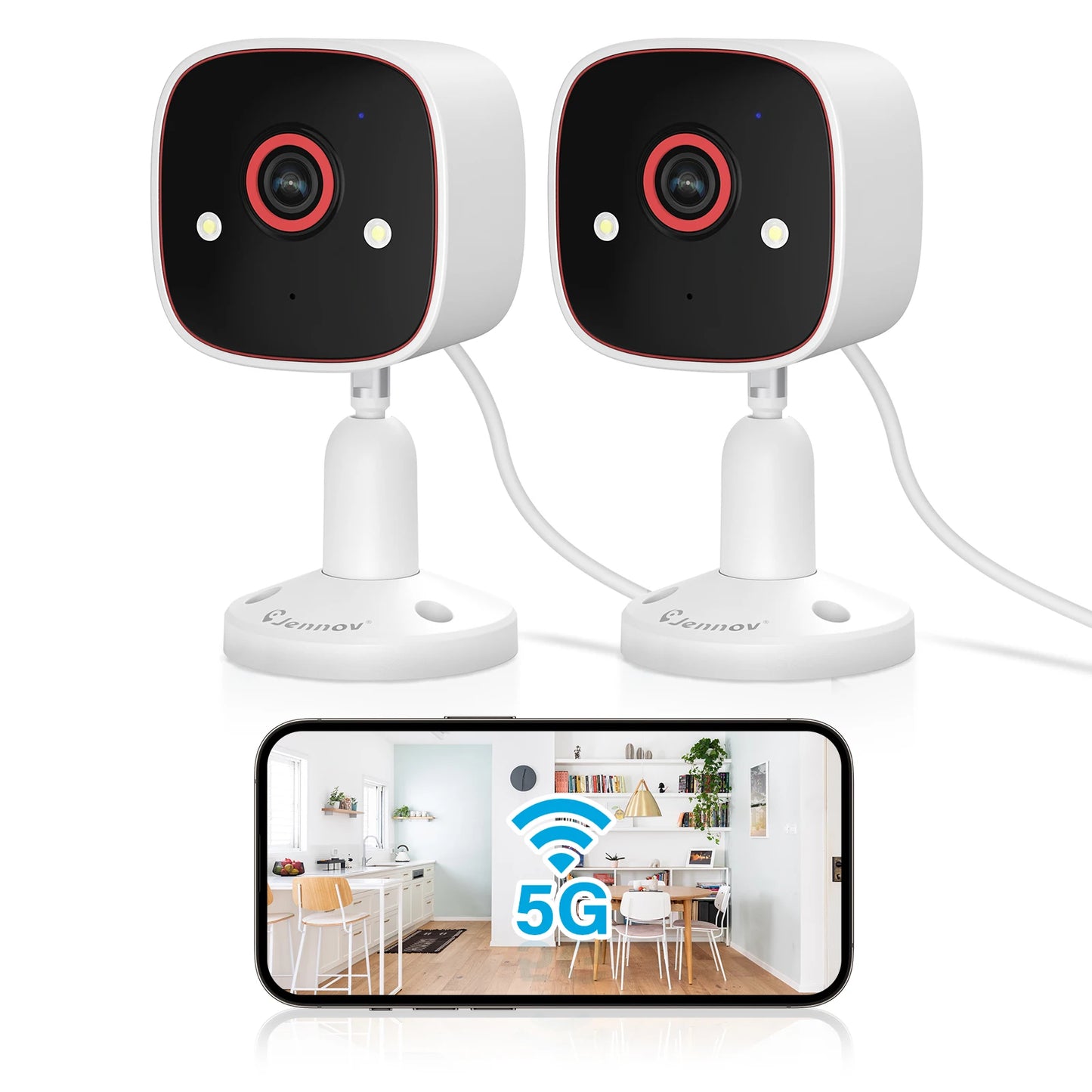 Jennov 2K Outdoor WiFi Camera – 3MP HD, 5GHz/2.4GHz, AI, Color Night Vision