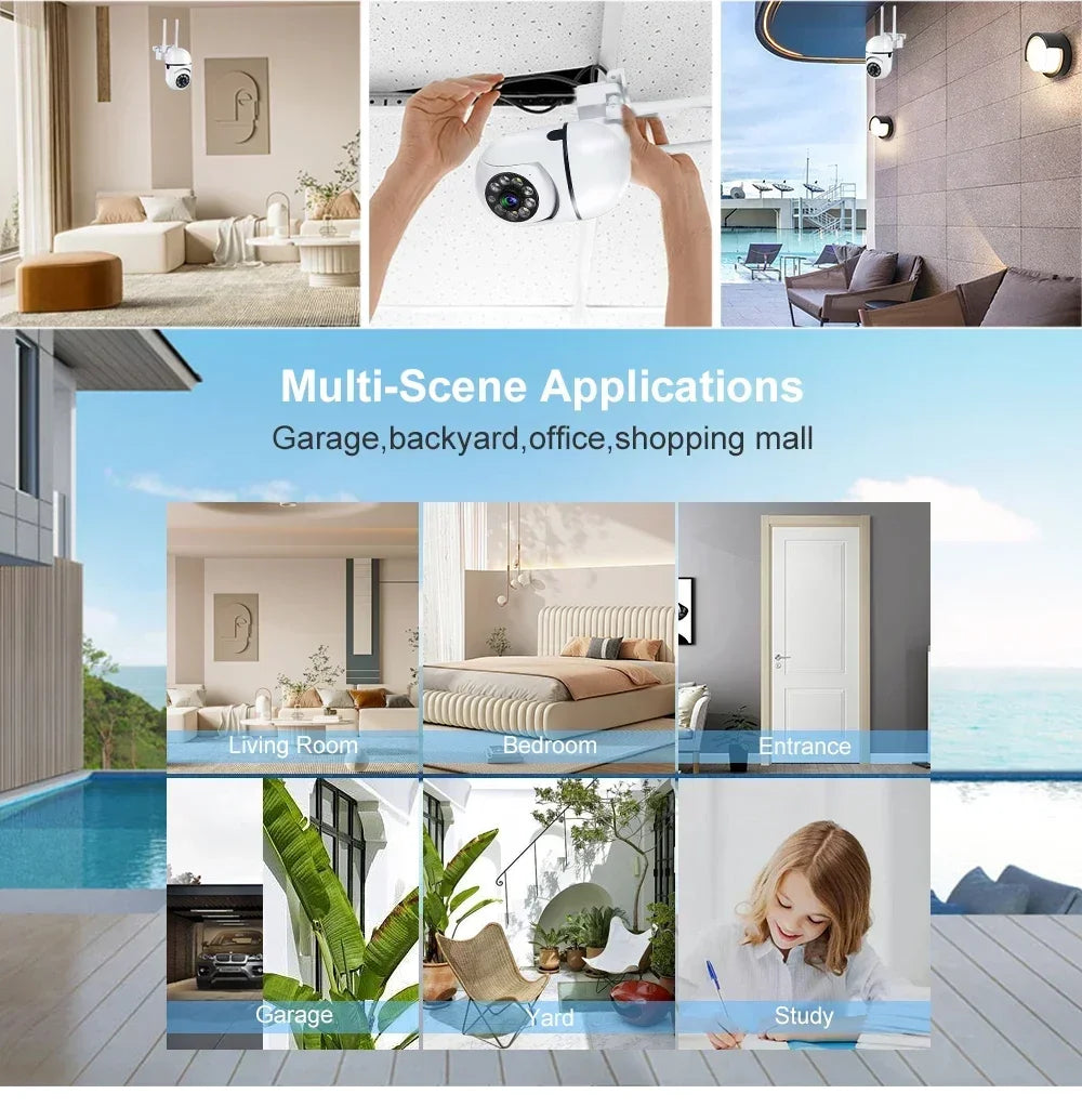 8MP WiFi PTZ Camera - Outdoor IP, 4X Zoom, AI Tracking, Night Color