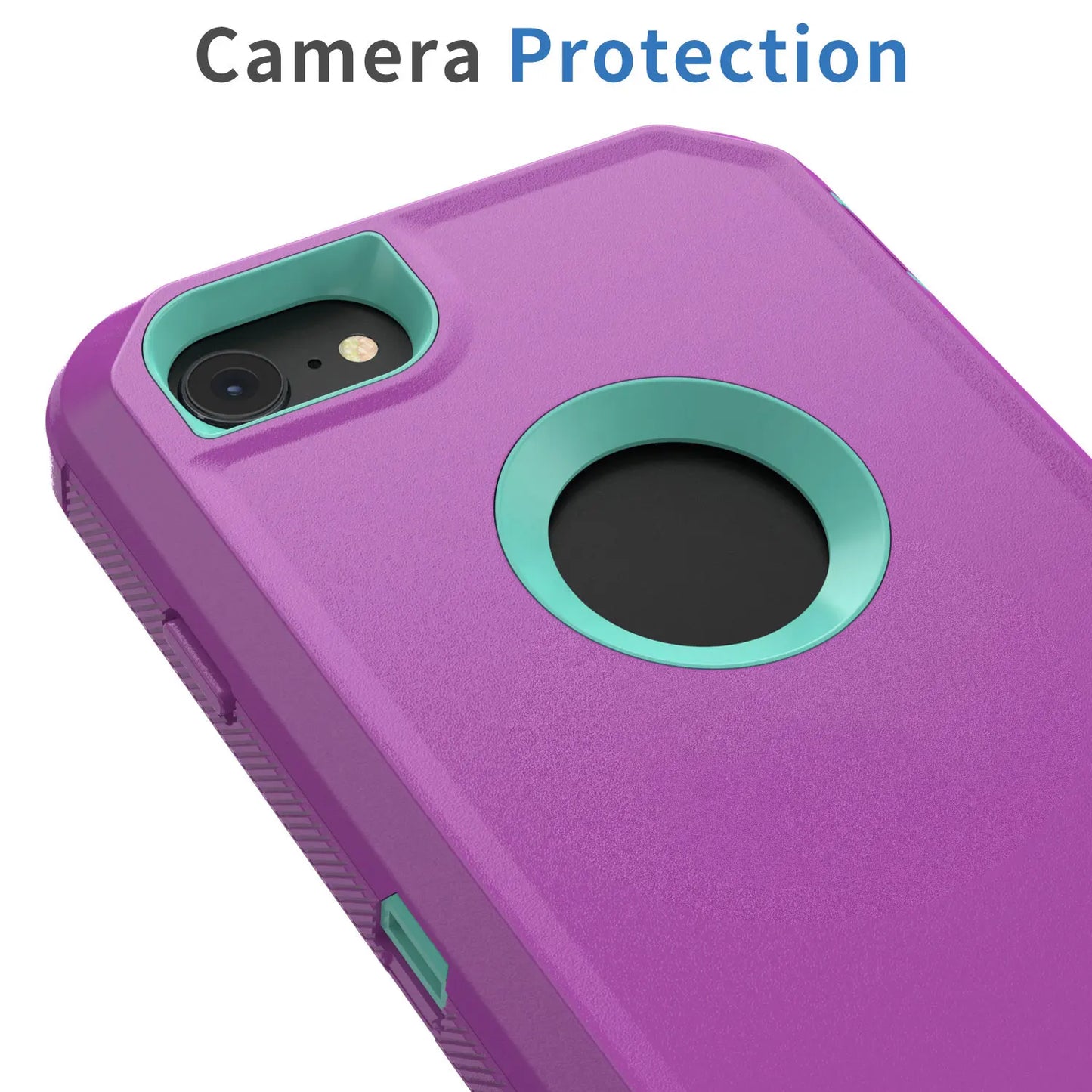Purple Phone Case For iPhone 8/iPhone 8 Plus Heavy Duty Shockproof Protective Rugged 3-Layers Hard Cover