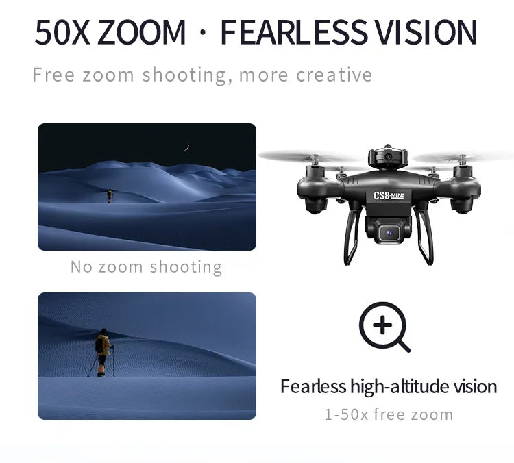 CS8 MINI FPV Drone – 4K HD Dual Cam, Obstacle Avoidance, Beginner, Black