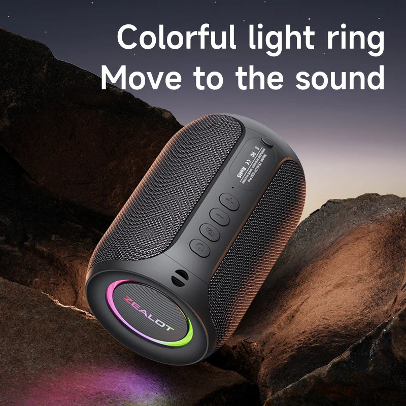 Zealot Speaker – S32PRO Bass Bluetooth, Waterproof LED Outdoor Black