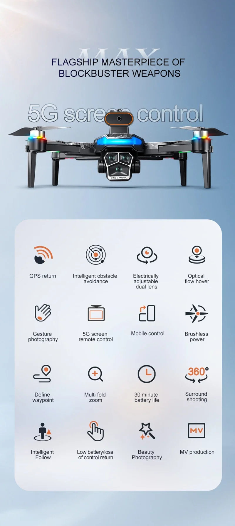 Xiaomi Drone A14Pro Max 8K HD Three Camera Brushless Optical Flow Obstacle Avoidance Foldable Quadcopter UAV Toys RC 20000M