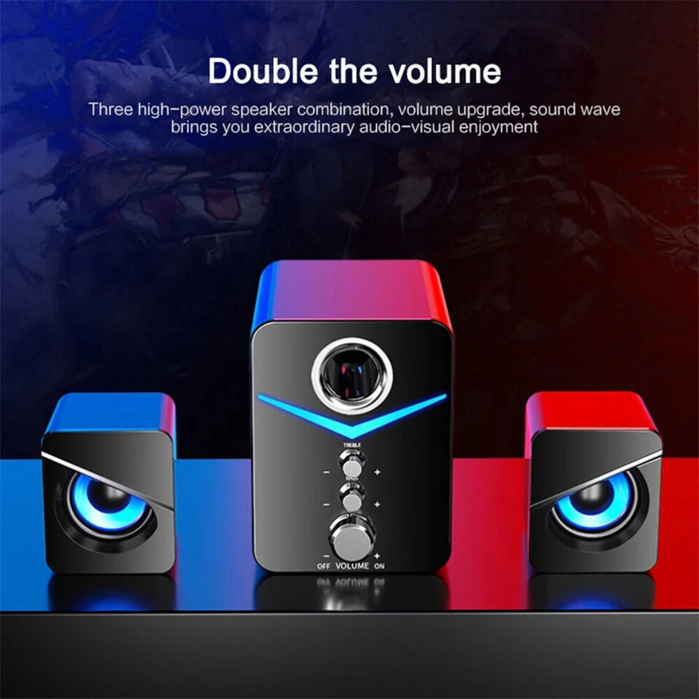 SoundCore Speakers – USB Computer Stereo, LED, Bass Control, Black