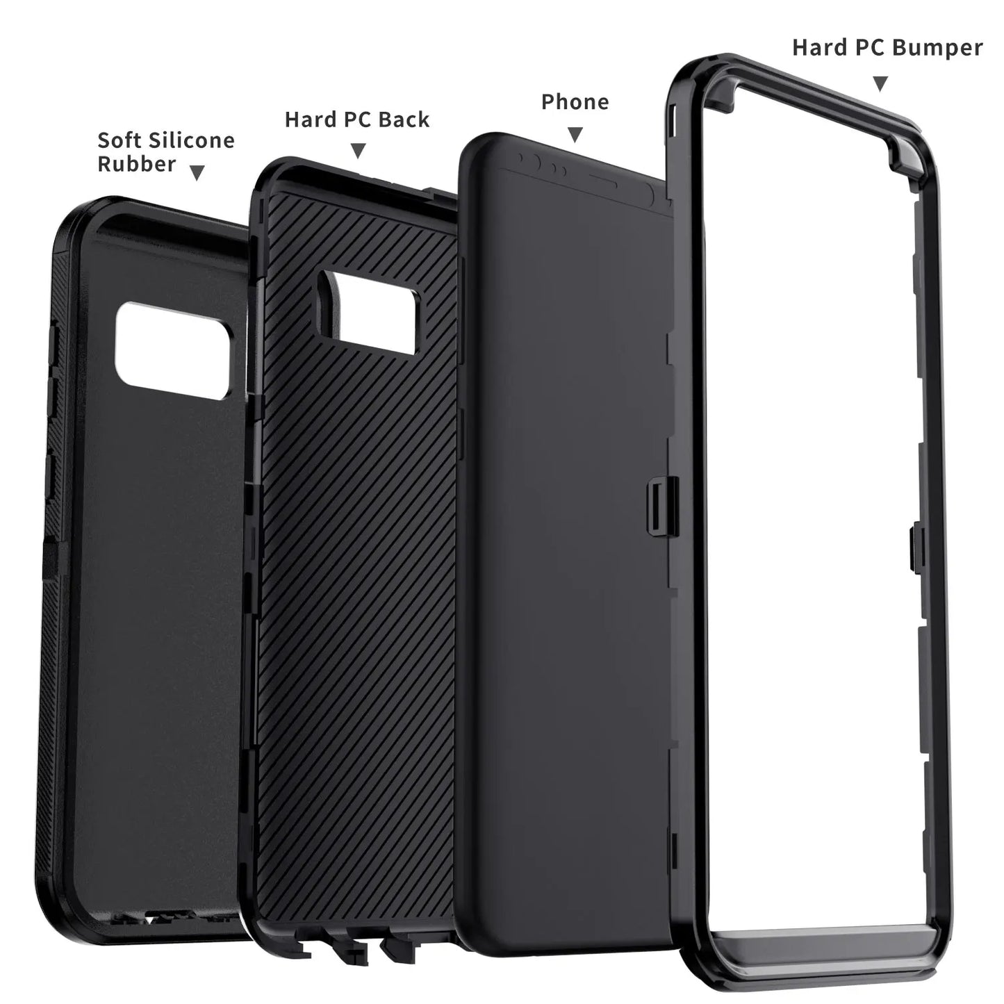 For Samsung Galaxy S8 S8 Plus Rugged Phone Case Shockproof Cover And 2pcs Tempered Glass Screen Protectors Case Friendly Clear