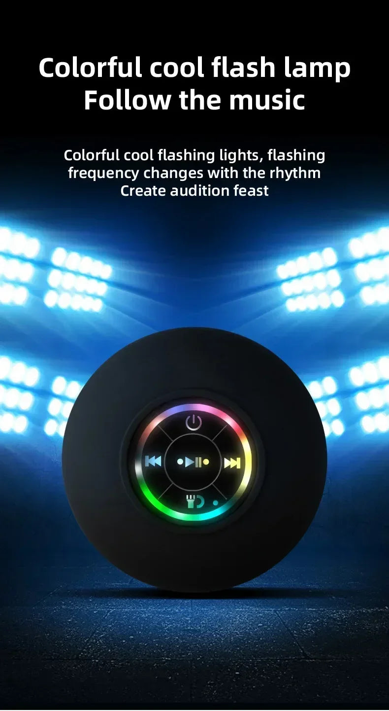 Portable Bluetooth Speaker – LED, IPX4 Waterproof, Large Suction Cup