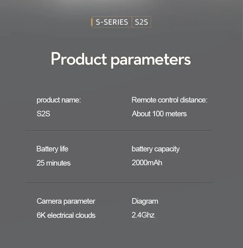 S2S Mini Drone – 4K/8K HD Camera, Brushless Motor, Foldable, Black