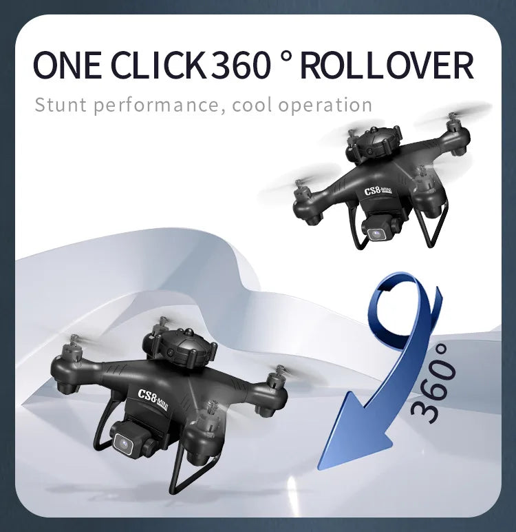CS8 MINI FPV Drone – 4K HD Dual Cam, Obstacle Avoidance, Beginner, Black