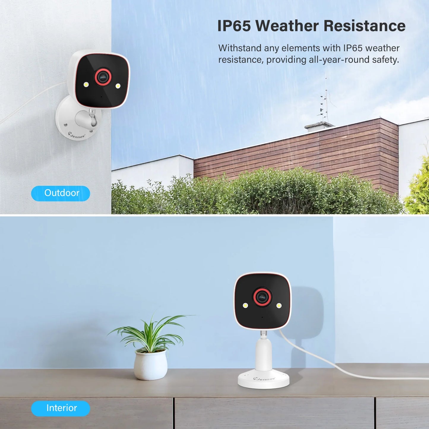 Jennov 2K Outdoor WiFi Camera – 3MP HD, 5GHz/2.4GHz, AI, Color Night Vision