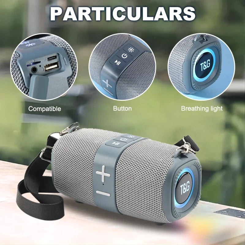 T&G TG667 Bluetooth Speaker – Crossbody, LED, USB/AUX/TF/FM Compatible
