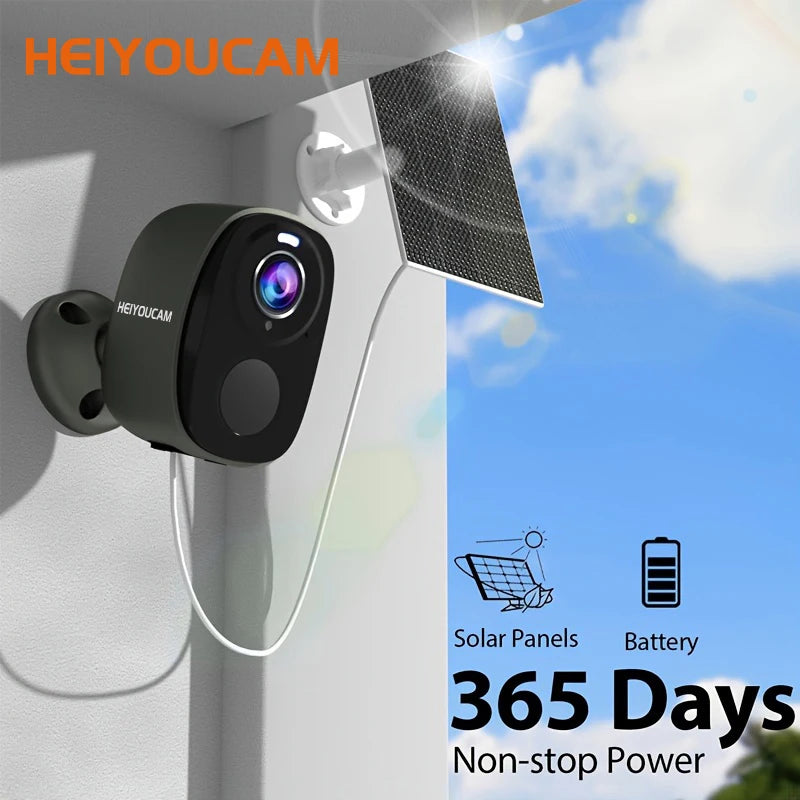 HEIYOUCAM 2K Wireless Outdoor Camera – Battery, Night Vision, Alexa, Black