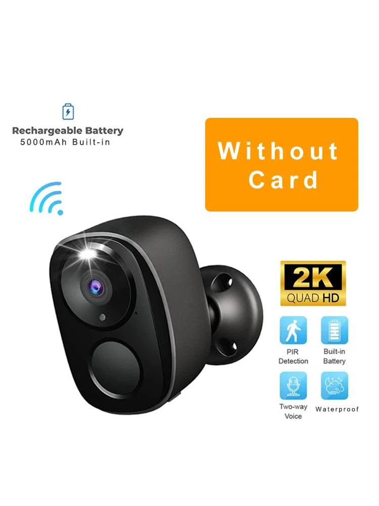 HEIYOUCAM 2K Wireless Outdoor Camera – Battery, Night Vision, Alexa, Black