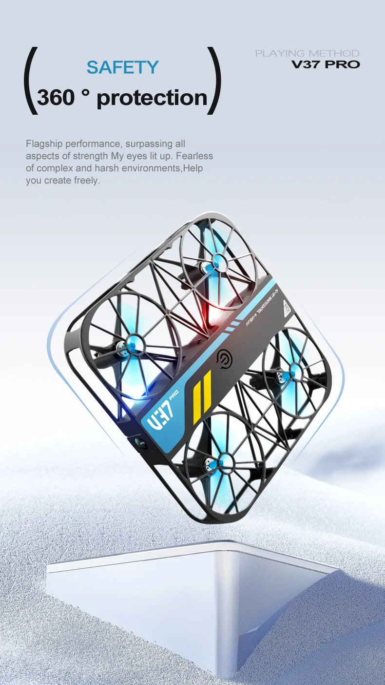V37 Rc Mini Drone With 8k HD Camera Grid Protection Pocket Size Aerial Photography Aircraft Model Remote Control Kid Toy Or Gift
